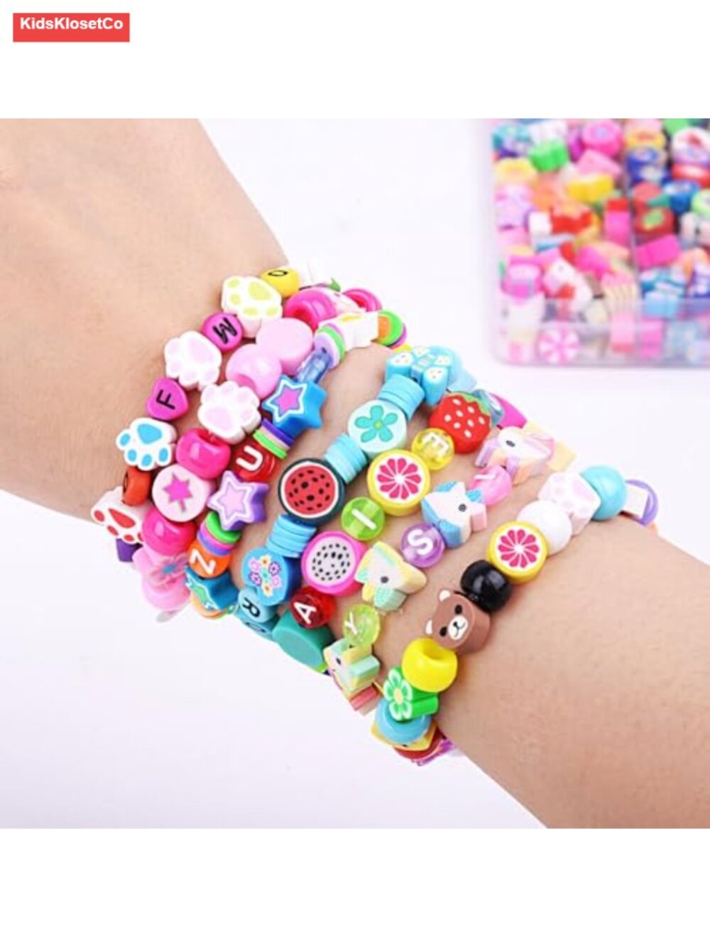 1000 PCS Polymer Clay Beads Bracelet Making Kit, 24 Styles Sports Ball Charms, - Picture 5 of 6